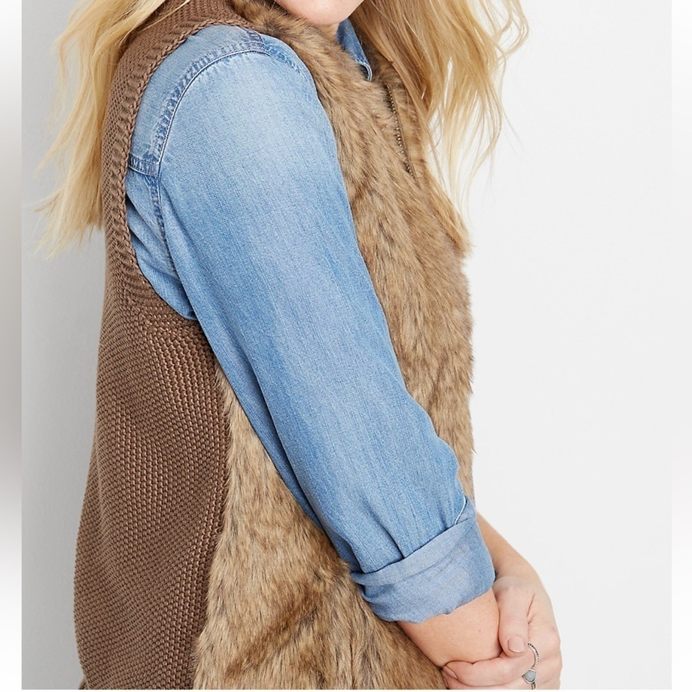 Maurices zip front fur vest